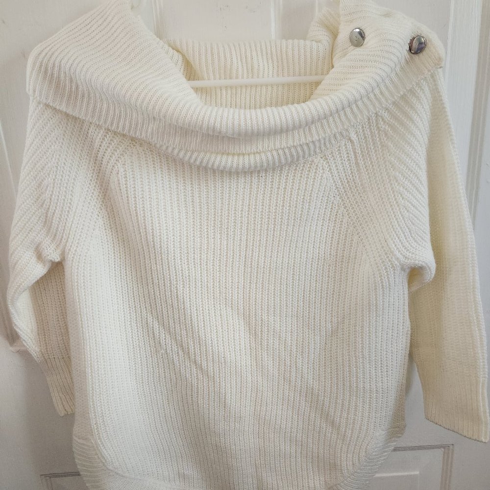 NWOT Cream Off Shoulder Sweater